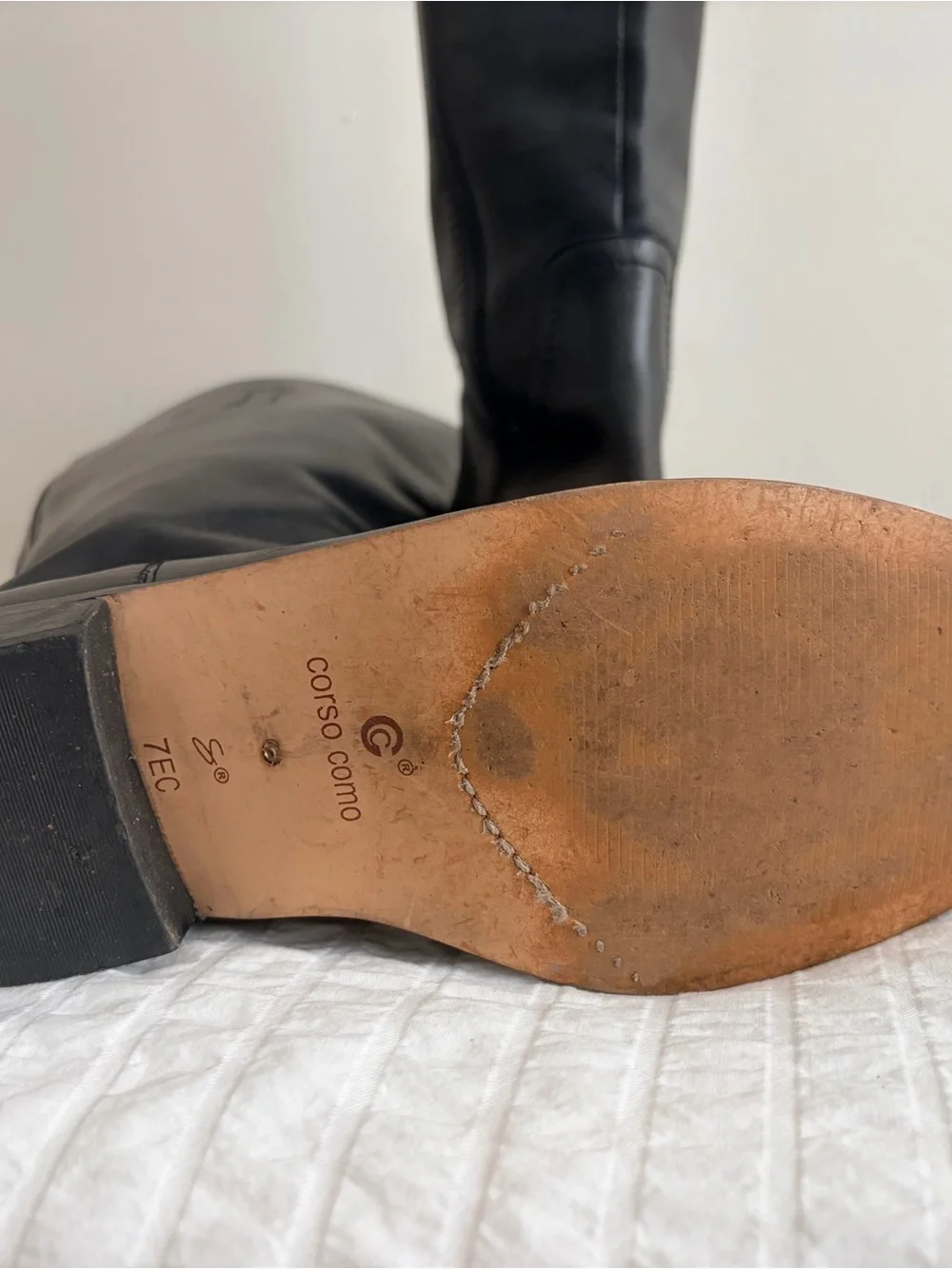 Corso Como Black Leather Knee-High Boots